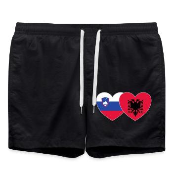 Slovénie Albanie Drapeau Cœur - Short de bain - noir - Devant - AI Model Male 185 light (185cm)