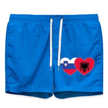 Slovenia Albania Flag Heart - Swim Trunks - cobalt blue - Front
