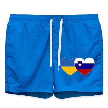 Ukraine Slowenien Flagge Herz - Badeshorts - Cobalt blue - Vorne