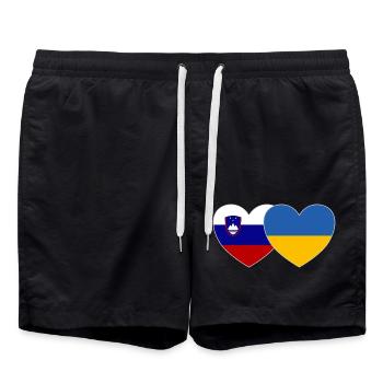 Slovénie Ukraine Flag Heart - Short de bain - noir - Devant - AI Model Male 185 light (185cm)