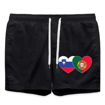 Slovénie Portugal Flag Heart - Short de bain - noir - Devant - AI Model Male 185 light (185cm)