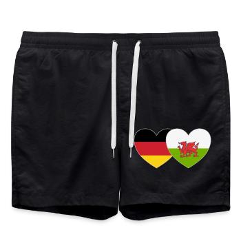 Germany Wales Flag - Swim Trunks - black - Front - AI Model Male 185 light (185cm)