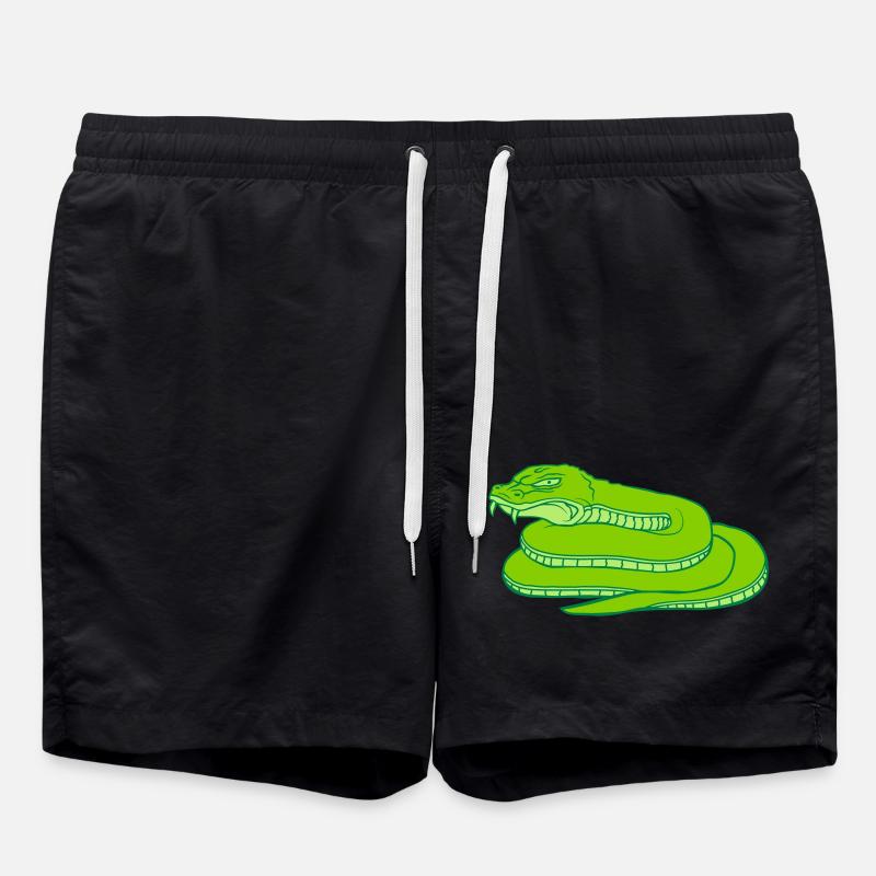 Evil Dangerous Snake Design - Swim Trunks - black