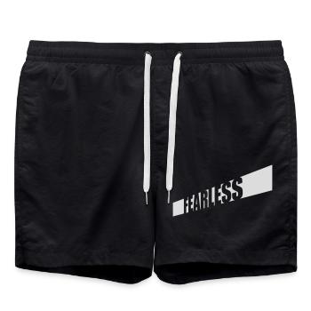 fearless Text Quote Design - Swim Trunks - black - Front - AI Model Male 185 light (185cm)