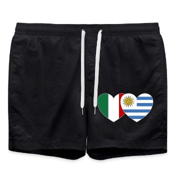 Italie Uruguay Drapeau Coeur - Short de bain - noir - Devant - AI Model Male 185 light (185cm)