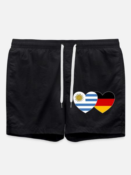 Uruguay Germany Flag Heart - Swim Trunks - black