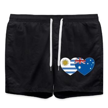 Uruguay Australien Flagge Herz - Badeshorts - Schwarz - Vorne - AI Model Male 185 light (185cm)