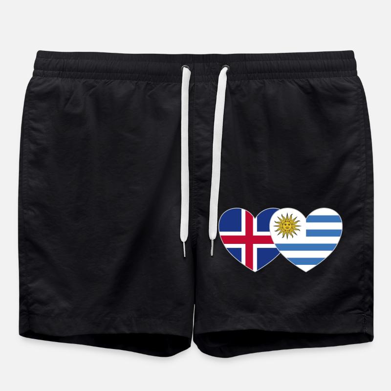 Islande Uruguay Flag Heart - Short de bain - noir