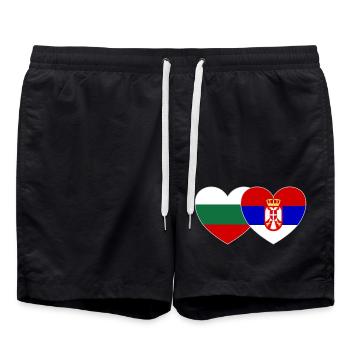 Bulgarie Serbie Drapeau Cœur - Short de bain - noir - Devant - AI Model Male 185 light (185cm)