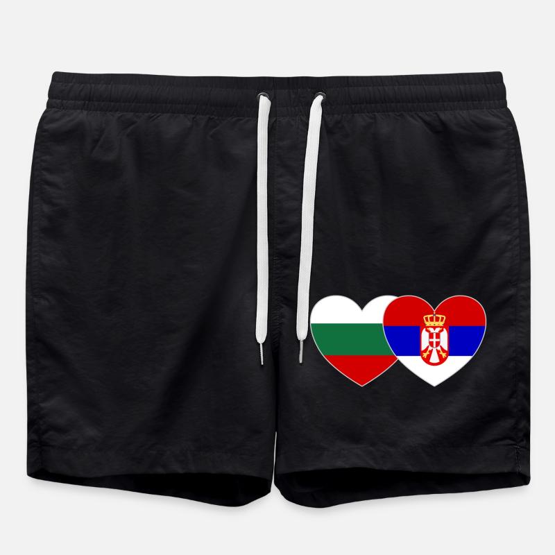 Bulgarie Serbie Drapeau Cœur - Short de bain - noir