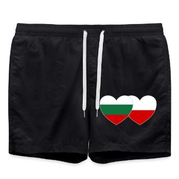 Bulgaria Poland Flag Heart - Swim Trunks - black - Front - AI Model Male 185 light (185cm)