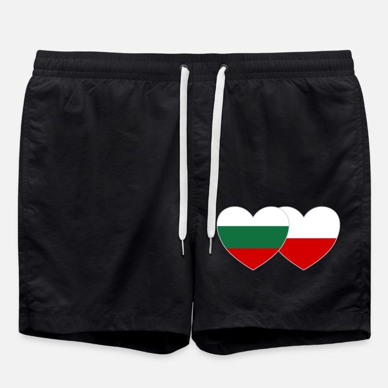 Bulgarie Pologne Drapeau Cœur - Short de bain - noir
