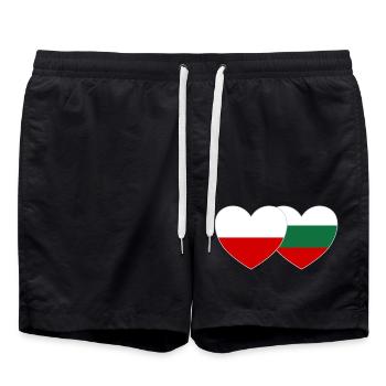 Polen Bulgarien Flagge Herz - Badeshorts - Schwarz - Vorne - AI Model Male 185 light (185cm)