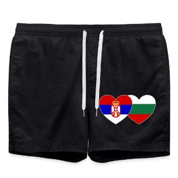 Serbie Bulgarie Drapeau Cœur - Short de bain - noir - Devant - AI Model Male 185 light (185cm)