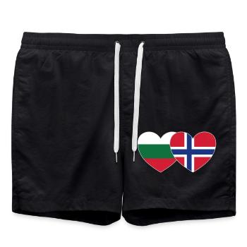 Bulgarie Norvège Drapeau Cœur - Short de bain - noir - Devant - AI Model Male 185 light (185cm)