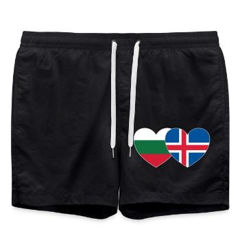 Bulgarien Island Flagge Herz - Badeshorts - Schwarz - Vorne - AI Model Male 185 light (185cm)