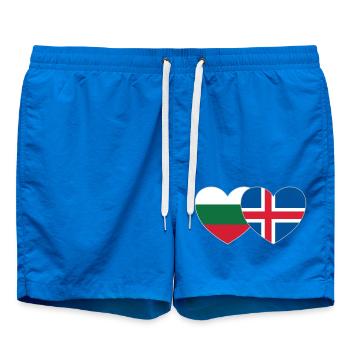 Bulgaria Iceland Flag Heart - Swim Trunks - cobalt blue - Front