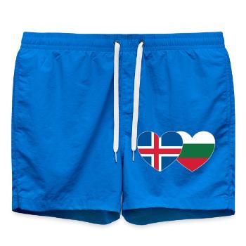 Iceland Bulgaria Flag Heart - Swim Trunks - cobalt blue - Front
