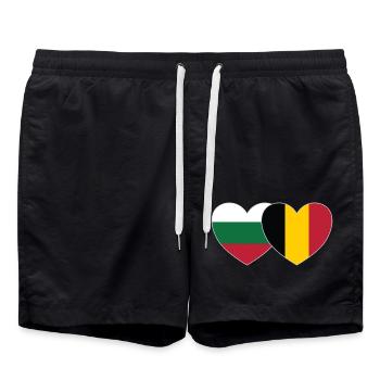 Bulgarien Belgien Flagge Herz - Badeshorts - Schwarz - Vorne - AI Model Male 185 light (185cm)
