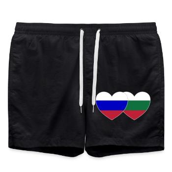Russie Bulgarie Drapeau Cœur - Short de bain - noir - Devant - AI Model Male 185 light (185cm)