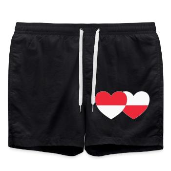 Indonésie Pologne Drapeau Coeur - Short de bain - noir - Devant - AI Model Male 185 light (185cm)