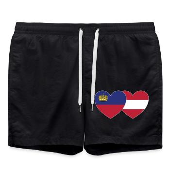 Lichtenstein Autriche Flag Heart - Short de bain - noir - Devant - AI Model Male 185 light (185cm)