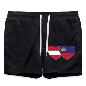 Autriche Liechtenstein Drapeau Coeur - Short de bain - noir - Devant - AI Model Male 185 light (185cm)