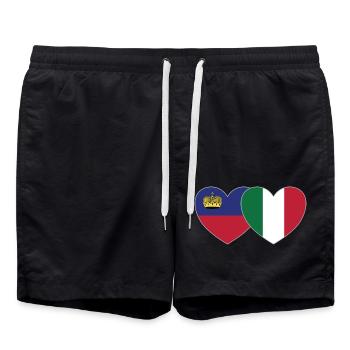 Liechtenstein Italy Flag Heart - Swim Trunks - black - Front - AI Model Male 185 light (185cm)