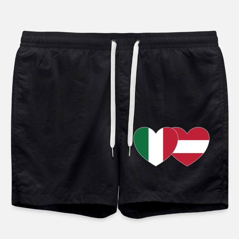 Italy Austria Flag Heart - Swim Trunks - black