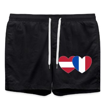 Austria France Flag Heart - Swim Trunks - black - Front - AI Model Male 185 light (185cm)