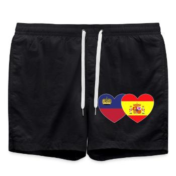 Liechtenstein Espagne Drapeau Coeur - Short de bain - noir - Devant - AI Model Male 185 light (185cm)