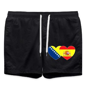 Bosnie Espagne Drapeau Cœur - Short de bain - noir - Devant - AI Model Male 185 light (185cm)