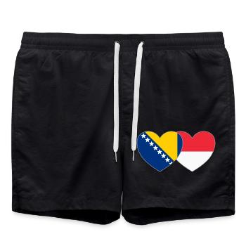 Bosnia Indonesia Flag Heart - Swim Trunks - black - Front - AI Model Male 185 light (185cm)