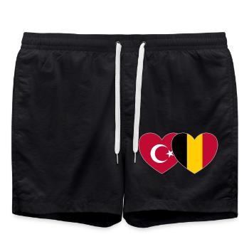 Turquie Belgique Drapeau Coeur - Short de bain - noir - Devant - AI Model Male 185 light (185cm)
