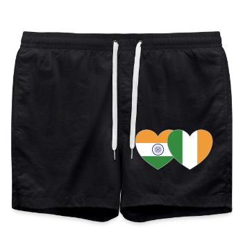 India Ireland Flag Heart - Swim Trunks - black - Front - AI Model Male 185 light (185cm)