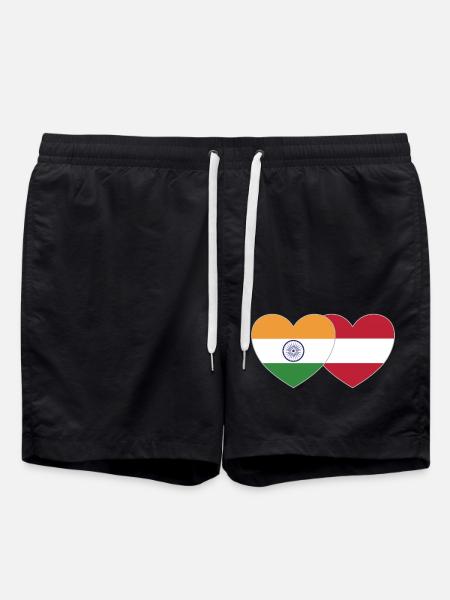 Inde Autriche Drapeau Coeur - Short de bain - noir