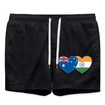 Nouvelle-Zélande Inde Flag Heart - Short de bain - noir - Devant - AI Model Male 185 light (185cm)