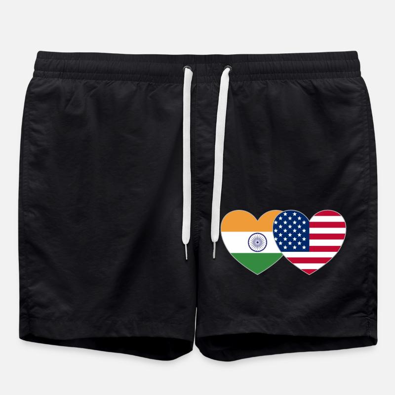 Inde Usa Flag Heart - Short de bain - noir