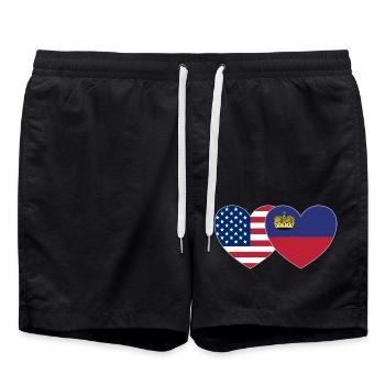 Drapeau des États-Unis Liechtenstein Cœur - Short de bain - noir - Devant - AI Model Male 185 light (185cm)