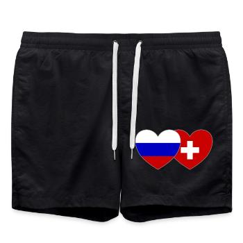 Russie Suisse Flag Coeur - Short de bain - noir - Devant - AI Model Male 185 light (185cm)