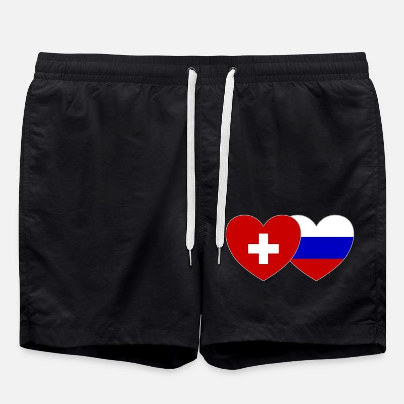 Suisse Russie Flag Coeur - Short de bain - noir