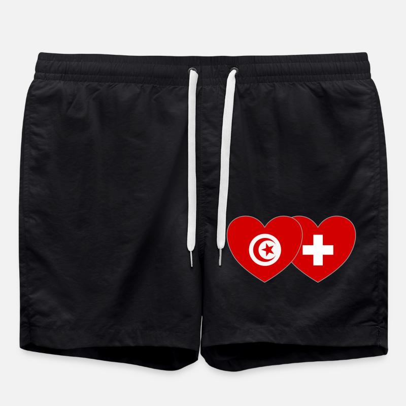 Tusenia Suisse Flag Heart - Short de bain - noir