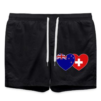 Cœur de drapeau suisse de Nouvelle-Zélande - Short de bain - noir - Devant - AI Model Male 185 light (185cm)