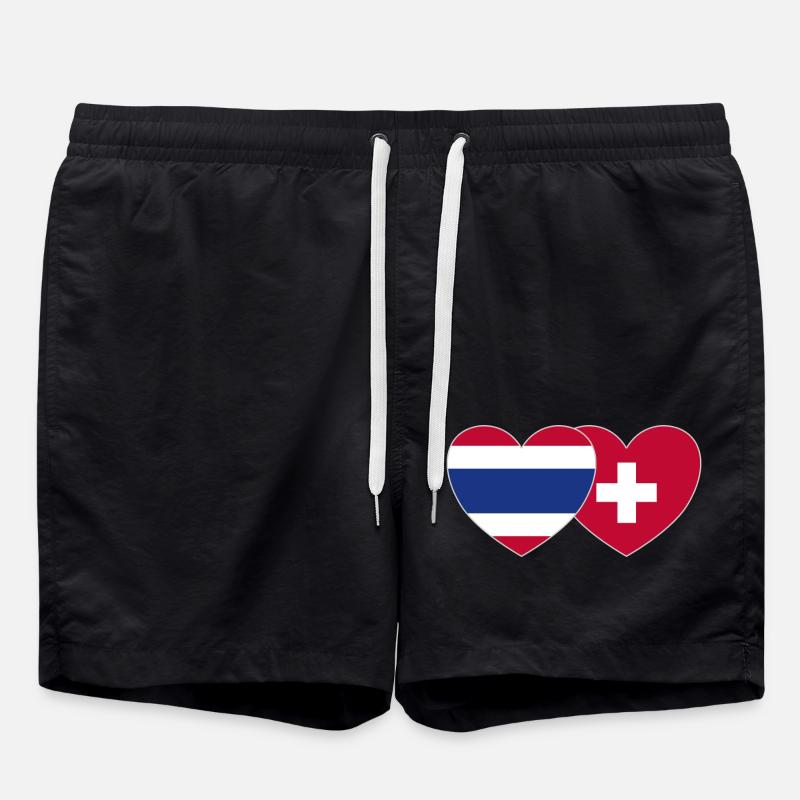 Thaïlande Suisse Flag Heart - Short de bain - noir