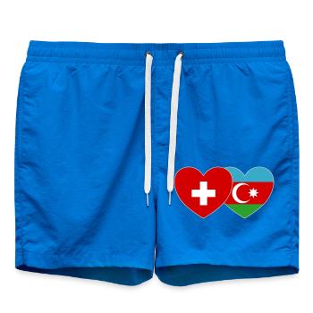 Switzerland Azerbaijan Flag Heart - Swim Trunks - cobalt blue - Front