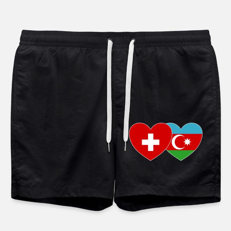 Suisse Azerbaïdjan Drapeau Coeur - Short de bain - noir