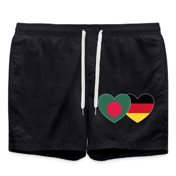 Bangladesh Germany Flag Heart - Swim Trunks - black - Front - AI Model Male 185 light (185cm)