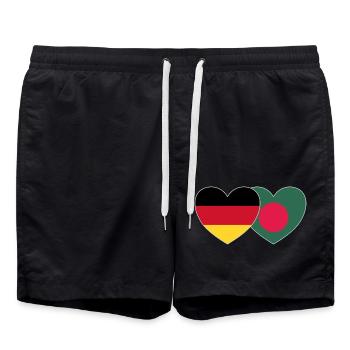 Germany Bangladesh Flag Heart - Swim Trunks - black - Front - AI Model Male 185 light (185cm)