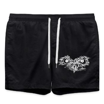 Starrende Eule Augen - Kauz Schnabel - Badeshorts - Schwarz - Vorne - AI Model Male 185 light (185cm)