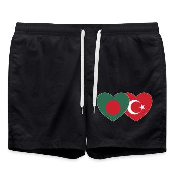 Bangladesh Turkey Flag Heart - Swim Trunks - black - Front - AI Model Male 185 light (185cm)